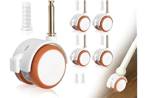 ZoeTekway 4er Lenkrollen für Kindermöbel Set mit 10,5 mm Hülse Stift, leise möbel Gummirollen mit bremse, für klein kinderbett babybett stubenwagen Trolleys freilaufend beistellbett(Weiß)