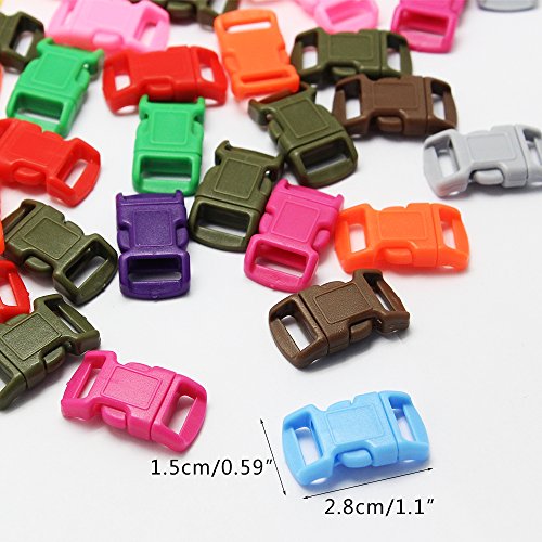 dreamtop 50 PCS verschiedene Farben Konturierte Seite Release Kunststoff Schnallen für Paracord Armbänder Halsband Gurtband - 2