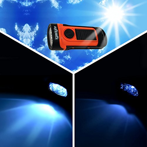 igadgitz Xtra 5m Umweltfreundlich Wasserfest Solar & Dynamo Kurbel Aufladbar LED Taschenlampe Handlampe mit 5 Jahren Garantie - 4