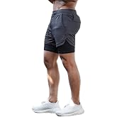 QINFEN YUNDOU Men's Shorts, 2 in 1 Running Sports Shorts, Men's Sports Running Shorts