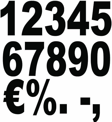 Pack of 50 Numbers / 5 cm large/ Self Adhesive Vinyl for Shop Window Boat Car € %