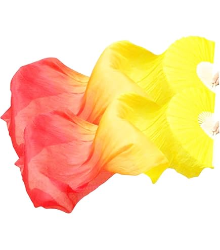 2 Éventails Voile De Danse Du Ventre Hayaww - Soie Fluide Avec Paillettes - 1,8m
