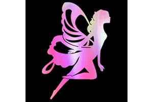 Leniutor Autocollant en vinyle pour voiture, motif fée/papillon ailé pour filles, femmes, décoration murale, fenêtre, pare-chocs - 13 x 18,5 cm (1 paquet, blanc laser)