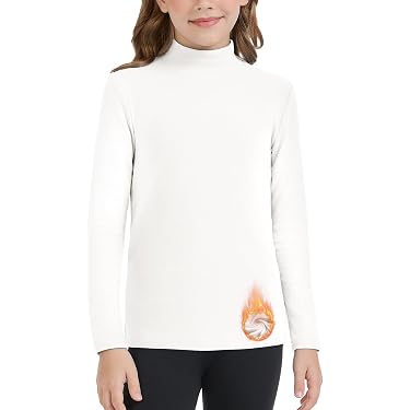 Inhzoy Haut Polaire Enfant Fille Hiver Chaud - T-Shirt Manches Longues Thermique Sous Pull