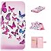 Produktbild Nancen Samsung Galaxy J5 2016 / SM-J510X (5,2 Zoll) Handyhülle, Bunt Nette Muster Flip Etui Case Cover Lederhülle PU leder Folio Bookstyle Schutzhülle mit Standfunktion, Brieftasche und Karte Tasche [Rosa Schmetterling]