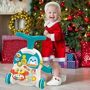 Abhsant Baby Walker for 6 Months up Old Boys Girls,Sit to Stand Learning Walker with Kids Early Active Center & Removable Play Panel,Toddler Push Walking Toy for 9 12 18 Months Christmas Birthday Gift