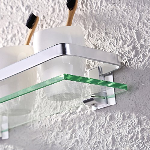 KES 8mm starkes Sicherheitsglas Regal mit Aluminium-Pfosten-Wall Mount Rechteckig-Gelenkbus, A4126A - 4