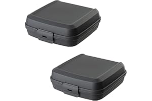 Engelland 2 x Lunchbox, Farbe: Anthrazit, Kunststoff, BPA-frei, Vesperdose, Brotdose, Plastikdose für Kinder, 14 x 14 x 5 cm