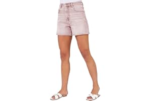 Roman Originals Denim Shorts with Pockets for Women UK Ladies Mom Jeans High Waisted Turned Frayed Hem Stretchy Cotton Casual Slim Skinny Pants Mother Holiday Bermuda