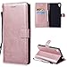 Produktbild Hülle für Sony Xperia XA Ultra,FNBK Solid Wallet Tasche Brieftasche Case Leder Handyhülle Flip Wallet Tasche Bookstyle Stand Karten Slot Magnetverschluß Schutzhülle für Sony Xperia XA Ultra,Rosegold