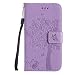 Produktbild Motorola Moto G2 Hülle, Chreey Prägung [Katze Baum] Muster PU Leder Hülle Flip Case Wallet Cover mit Kartenschlitz Handyhülle Etui Schutztasche [Hell lila]