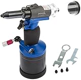 pneumatisch hydraulische Ausführung, integrierte Vakuum-Absaugvorrichtung, verhindert das Herausfallen der Niete, egal in welcher Lage