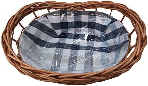 Joke Gall Bread Basket Willow Baskets in Cottage Style Blue/White Check 20 x 34 cm