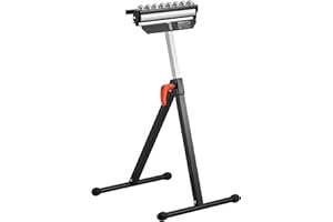 VEVOR Stojak rolkowy, nośność 136 kg, regulowana wysokość 68-108 cm, składany, wytrzymały, z polerowaną wielokierunkową głowicą rolkową 29 cm, do piły stołowej, wyprowadzania drewna, wsparcie