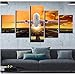 Produktbild Pmhhc Kunstwerk Poster Leinwand Malerei 5 Stücke Hd Druckt Flugzeug Dekoration Verkehr Werkzeug Wandkunst Nacht Hintergrund Modular Bild-10X15/2/25Cm,With Frame