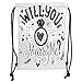 Produktbild DANCENLI Drawstring Sack Backpacks Bags,Engagement Party Decorations,Western Themed Will You Marry Me Quote with Hearts Image,Black and White Soft Satin,5 Liter Capacity,Adjustable String Closur