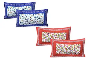 AJ Home Cotton Multicolor Pillow Covers 2 Sets (4 Pieces)-18x28