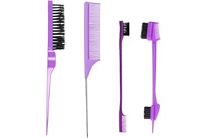 QIJIEFENCC Zestaw 3 szczotek do włosów, grzebień do włosów, podwójny zestaw szczotek do włosów, wytrzymały grzebień dla fryzjerek, kobiet, niemowląt, dzieci, fioletowy