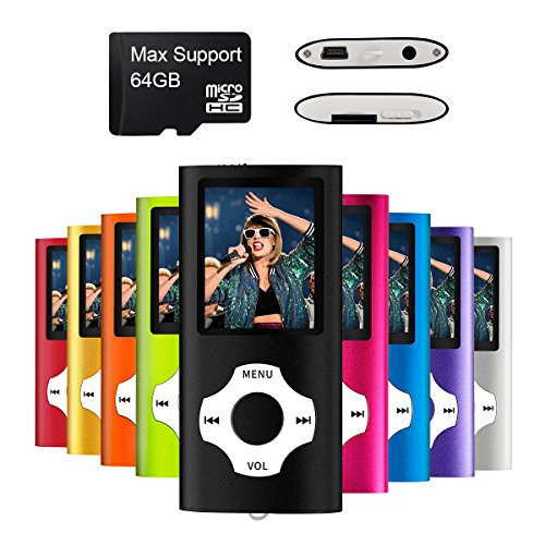 MYMAHDI MP3 / MP4 Portable Player, schwarz mit 1,8 Zoll LCD Bildschirm und Micro SDHC Kartensteckplatz, Max Su