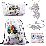 RLGPBON Cadeaux Licorne pour Les Filles Licorne Cordon Sac à Dos/Trousse de Maquillage/Bracelet/Collier/Élastiques