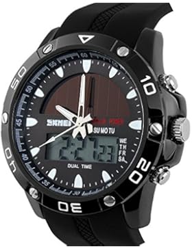 ufengke® sportdualzeit wasserdicht kalander leucht die sonnenenergie quarz armbanduhren für männer jungen-schwarze...