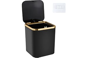 Senbaler Petite Pattumiera da Tavolo con Coperchio,2.8L Cestino da Scrivania per Bagno,Camere da Letto,Uffici (Nero)