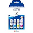 Epson 104, Inchiostri originali dye a 4 colori ciano, magenta, giallo, nero Flacone da 65 ml, EcoTank 104