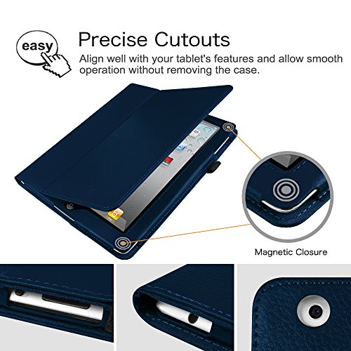 Fintie iPad 2 / 3 / 4 Hülle Case – Folio Slim Fit Kunstleder Schutzhülle Cover Tasche Etui mit Auto Schlaf / Wach Funktion für Apple iPad 2 / iPad 3 / iPad 4, Marineblau - 4