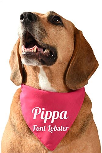 The Prancing Dog Personalised Dog Bandana (Cerise Pink, Font - Lobster (elegant))