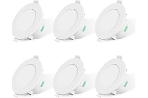 ALUSSO LED Downlights Ceiling Dimmable 10W IP44 Recessed Ceiling Lights, 3CCT 3000K Warm 4000K Neutral 5700K Cool Adjustable Bathroom Spotlights, White, 6 Pack
