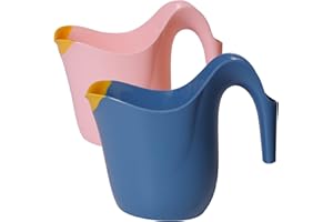 GanEn Bath Rinse Cup for Baby, Cute Frog Shape Baby Bath Cup, Hair Shampoo Rinser for Toddlers (Blue+Pink)