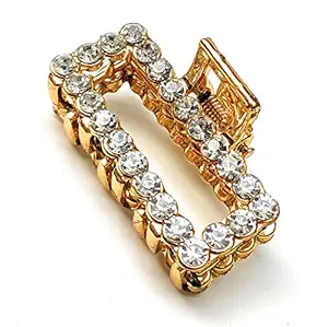 MOOLYAVAAN PRODUCTS Heavy Crystal Hair Claws, Clips for womens, Girls hair clutches( RECTANGULAR SHAPE) (Pack of 1)