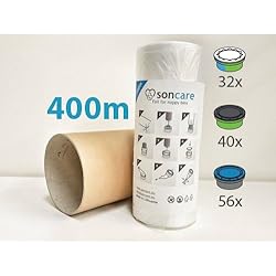 Recharges de poubelle à couches et anti-odeurs compatible avec Sangenic, Angelcare et Litière Litter Locker II - équivaut à 32 Recharges Sangenic, 40 Recharges Litter Locker II et 56 Recharges Angelcare, 400m + inclus le tube en carton pour faciliter la recharge