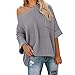 Produktbild Kingko® Cashmere Damen Winter Kaschmir übergroße Pullover lose V-Neck Fledermausärmel Warm Gestrickter Oversize Pullover aus Wolle Winter Casual Long Sleeve Loose Strick Pullover (M, grau)