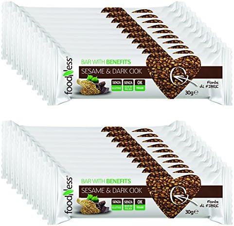 20 Foodness Energy Cereal Bars with Sesame Seeds and Black Chocolate. Delicious and Nutritious Snacks.