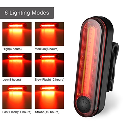 LOTOE® Premium Ultrahell Fahrrad Rücklicht mit USB aufladbare, Wasserdicht Ultra-Rot und Weiß helle 6 Modi in einem Rück LED Sicherheit Blitz Blitzen-Licht Kompatibel mit Bikes, Helme, Taschen - 4
