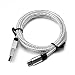 Produktbild mycs 2 m Alu geflochtenes USB Ladegerät Kabel für iPhone 5 5S 6 6S Plus iPad Air Silber