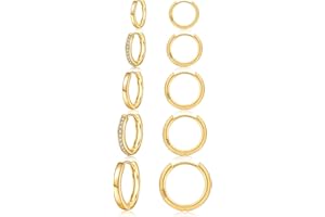 JEMARA Silver Hoop Earrings Minimalist 14K Gold Plated Hypoallergenic 925 Silver Huggie Cartilage Sleepers Earrings for Women Men