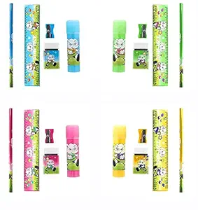 Verbier SEt Of 4 Pieces Birthday Party Favour Stationary Kit Mix Stationery Kit For Kids Pack of 1 (m2)