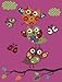 Kids Carpet Cute Owls Modern Children Rug in Pink Fuchsia Green Blue, Size:120x170 cm