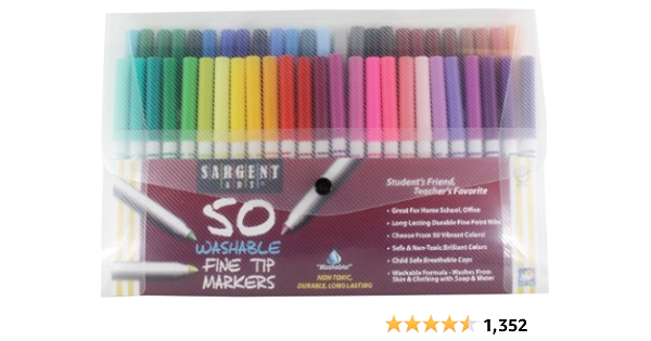 Buy Sargent Art 22 1581 50 Count Fine Tip Washable Marker Packs Online At Low Prices In India Amazon In