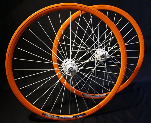 Preisvergleich Produktbild 28" Laufradsatz Novatec Fixie - Rigida DP18 - Orange -fixed / fixed