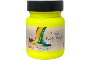 artcraft by anglo Fabric Paint, Permanent Textile Neon Paint in 60ml. Ideal for Painting Clothes, T-shirts, Jeans, Bags & Canvas Shoes. (Fluorescent Yellow)