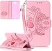 Produktbild Neu ISENPENK Huawei Y5 2/Huawei Honor 5/Huawei Honor Play 5/Huawei Honor 5 Play Hülle Leder [Rosa],Muster Schädel Huawei Y5 2/Huawei Y5II Tasche Wallet Flip Case 3-in-1 Bookstyle Geldbörse Magnet Tasche Standfunktion Schutzhülle Tasche Credit Card Slots Wallet Case