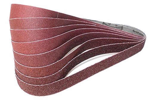 8-teiliges Premium Set Klingspor Schleifband LS307X | 25 x 762 mm | z.B. für Scheppach BD7500 / BTS700 | Je ein Band der Körnungen 36,40,60,80,100,120,150 und 180