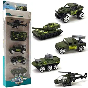 Leoie 5Pcs/Set Pull Back Car Mold Toys Alloy Military Vehicle Car Model Kids Children Car Playing Toys