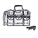 MUA LIMITED Makeup Artist Storage Bag, Clear Cosmetic Bag with Side Pockets and Shoulder Strap, Ergonomic Handle, ON THE GO Series - Clear/Grey Trim