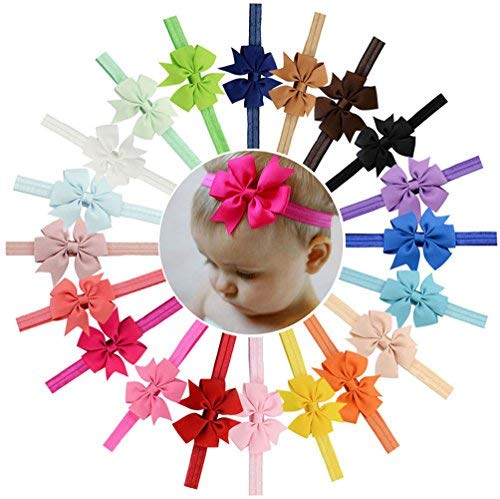 Fascia per Capelli Morbida Elastica di Bowknot delle Fasce per i Bambini Infant 20pcs del bambino