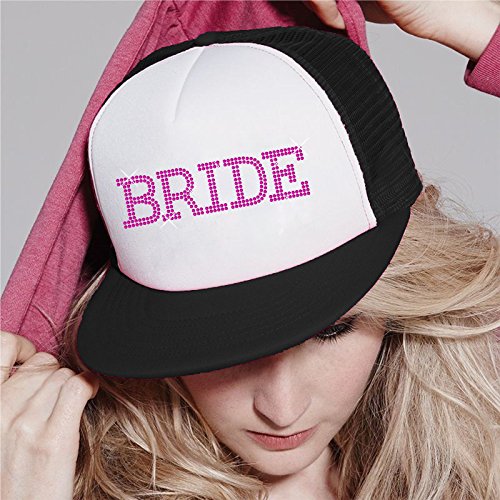 Braut Baseball Hat Kristall Braut Hochzeit Party Trucker Cap schwarz / rosa - 2