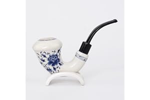 MUXIANG Pipa per tabacco in ceramica Calabash con stelo acrlyico piegato bocchino 9 mm FILTRI CARTA Stand Rack Set AN0018+FA0128